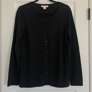 Coldwater Creek Silk Cotton Black Cardigan Size Medium